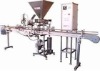 Automatic line for freely falling bulk, liquid or powdered products dosing and shutting in glass package