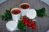 White paper soup containers with lids
