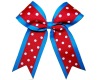 blue and red polka dots flower ponytail holder cheerleading hair bows