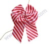 candy stripe bow,red and white ribbon bowknot with gold wire