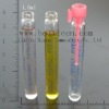 clear glass sampler vial with black PE plugs