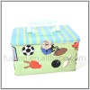 Rectangular Cookie Tin Box Container with Plastic Handle