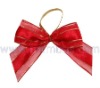 red satin and organza bow with gold elastic loop 25mm