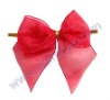 solid red organza bow with wire tie